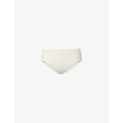 Hanro Womens  Anais Mid-rise Lace Midi Briefs In White Sage