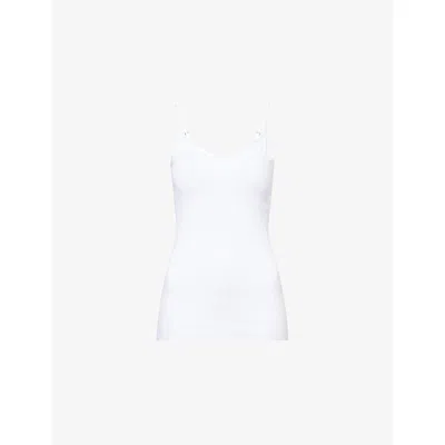 Hanro Womens White Seamless Shoulder-straps Cotton-jersey Top