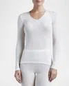 Hanro Merino Wool And Silk-blend Jersey Top In Cygne