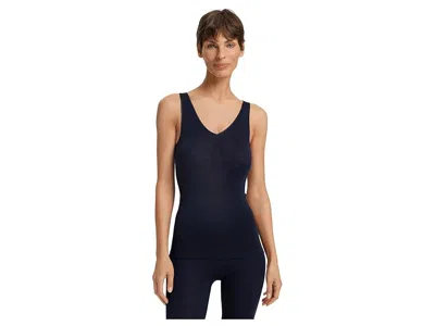 Hanro Wool And Silk V-neck Tank Top In Blue