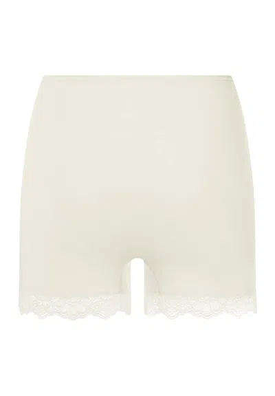 Hanro Woolen Lace Lace Trim Wool And Silk Boyleg In White