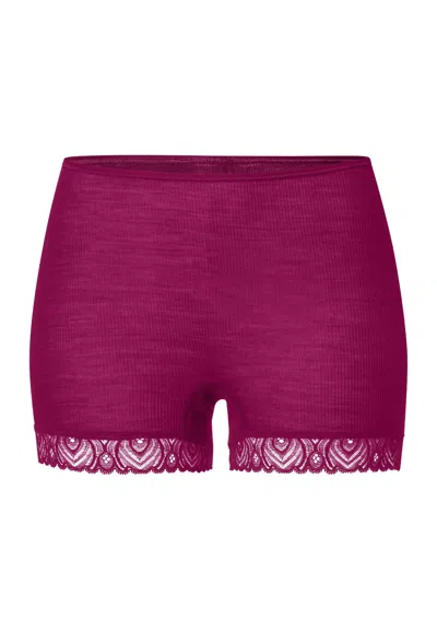 Hanro Woolen Lace Lace Trim Wool And Silk Boyleg In Purple