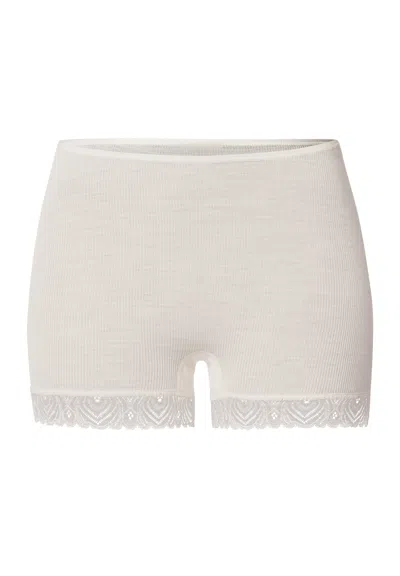 Hanro Woolen Lace Lace Trim Wool And Silk Boyleg In White