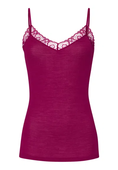Hanro Woolen Lace Lace Trim Wool And Silk Camisole In Purple
