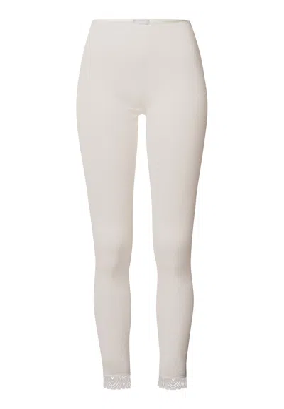 Hanro Woolen Lace Lace Trim Wool And Silk Leggings In White