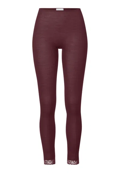 Hanro Woolen Lace Lace Trim Wool And Silk Leggings In Brown
