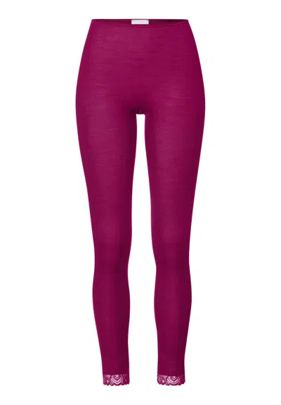 Hanro Woolen Lace Lace Trim Wool And Silk Leggings In Pink