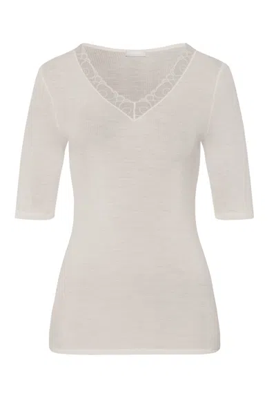 Hanro Woolen Lace Lace Trim Wool And Silk Top In Animal Print
