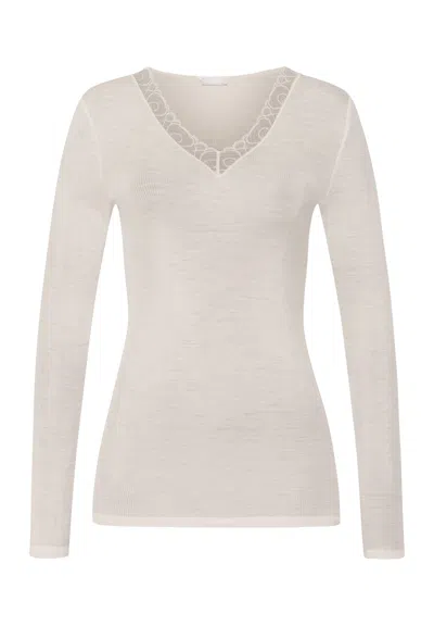 Hanro Woolen Lace Lace Trim Wool And Silk Top In Pink