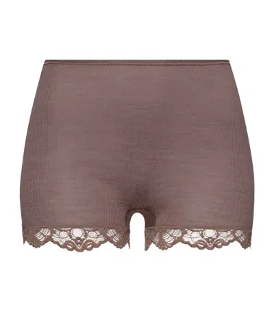 Hanro Woolen Lace Maxi Briefs In Brown