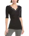 Hanro Woolen Lace Wool & Silk-blend Fitted Top In Black