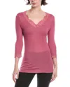 Hanro Woolen Lace Wool & Silk-blend Top In Pink
