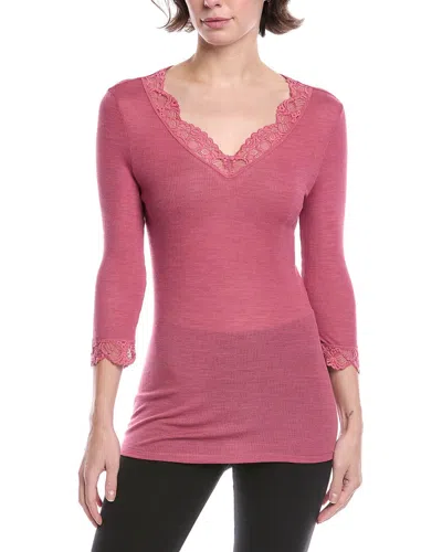 Hanro Woolen Lace Wool & Silk-blend Top In Pink