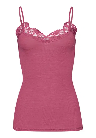 Hanro Woolen Lace Wool And Silk Camisole In Pink