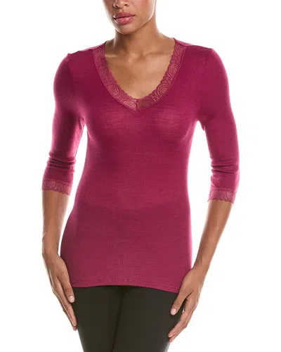 Hanro Woolen Lace Wool & Silk-blend Top In Pink