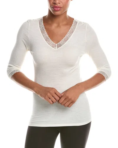 Hanro Woolen Lace Wool & Silk-blend Top In White