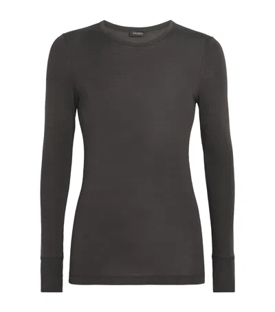 Hanro Woolen Silk Long Sleeve T-shirt In Gray
