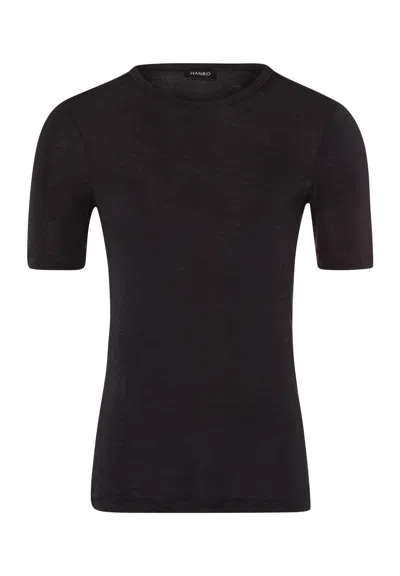 Hanro Woolen Silk M Wool And Silk Fitted T-shirt In Black