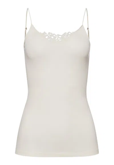 Hanro Woolen Silk W Wool And Silk Embroidered Camisole In White