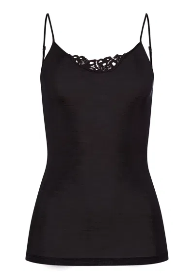 Hanro Woolen Silk W Wool And Silk Embroidered Camisole In Black