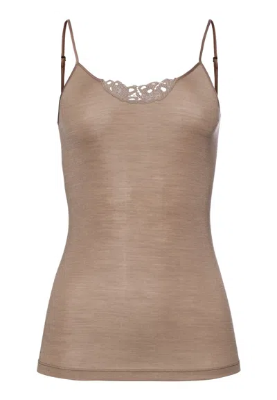 Hanro Woolen Silk W Wool And Silk Embroidered Camisole In Neutral