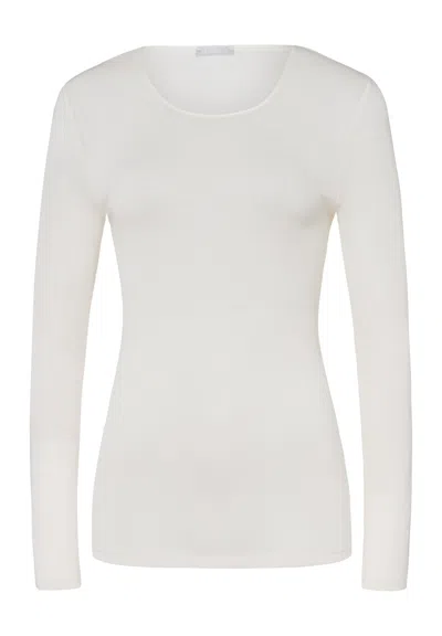 Hanro Woolen Silk W Wool And Silk Round Neck Top In White