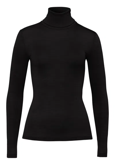 Hanro Woolen Silk W Wool And Silk Turtleneck In Black