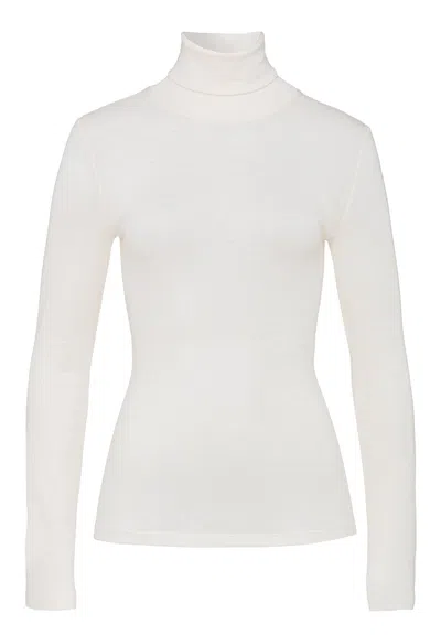 Hanro Woolen Silk W Wool And Silk Turtleneck In White