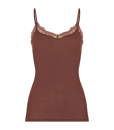 Hanro Wool-silk Cami Top In Brown