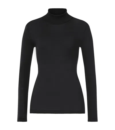 Hanro Wool-silk Funnel-neck Top In Gray