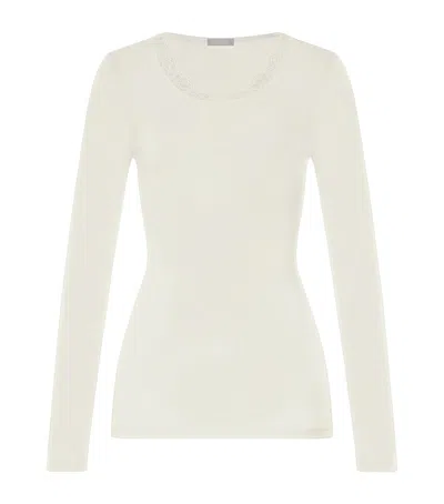 Hanro Wool-silk Long-sleeve T-shirt In White