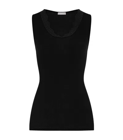 Hanro Wool-silk Tank Top In Black