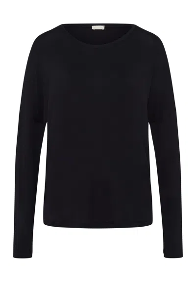 Hanro Yoga Relaxed Round Neck Top In Black