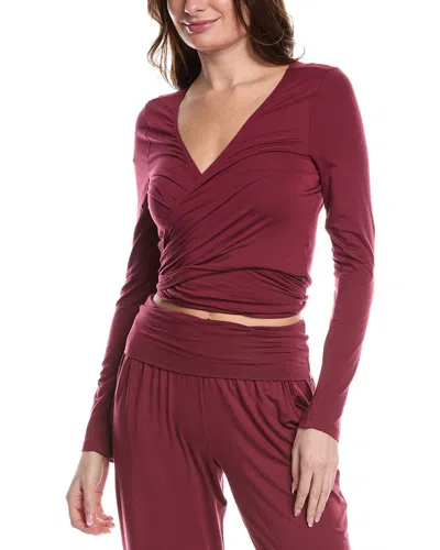 Hanro Yoga Wrap Top In Burgundy
