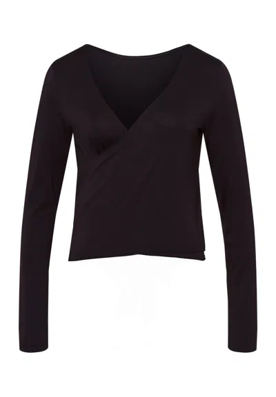 Hanro Yoga Wrap Top In Black