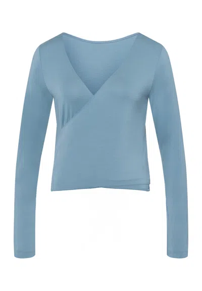 Hanro Yoga Wrap Top In Blue