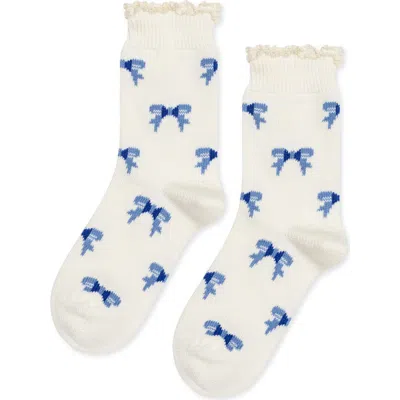 Hansel From Basel Allover Bow Crew Socks In Ivory