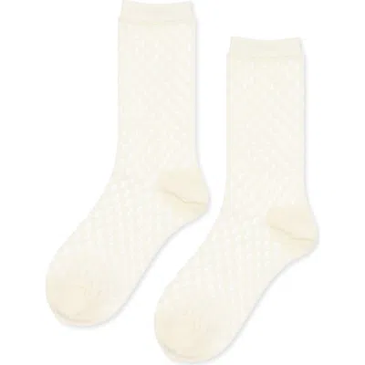 Hansel From Basel Anise Check Sheer Ankle Socks In White
