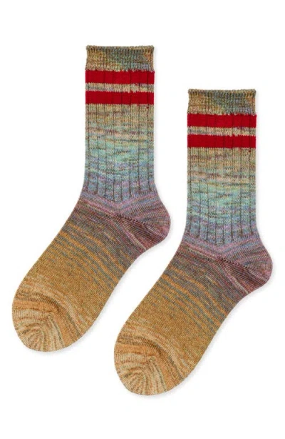 Hansel From Basel Cosmic Space Dye Varsity Crew Socks In Ruby