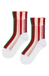 Hansel From Basel Festival Stripe Sheer Crew Socks