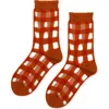 Hansel From Basel Googly Gingham Sheer Crew Socks In Multi
