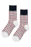 Hansel From Basel Grid Sheer Crew Socks In White