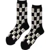 Hansel From Basel Jolly Check Sheer Crew Socks In Black