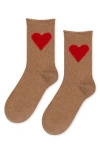 Hansel From Basel Love Cashmere Blend Crew Socks In Camel
