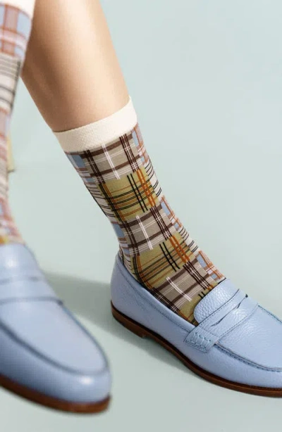 Hansel From Basel Madras Crew Socks In Multi