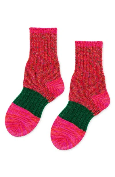 Hansel From Basel Pixie Dapple Cotton & Wool Blend Crew Socks In Salsa