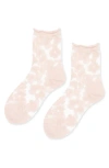 Hansel From Basel Poppy Flower Sheer Crew Socks In Pink