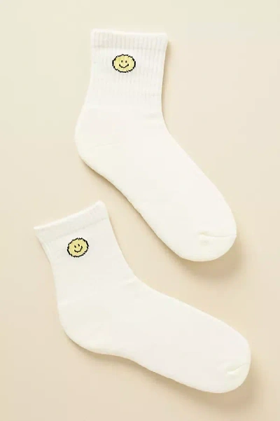 Hansel From Basel Ribbed Bow Ankle Socks In White