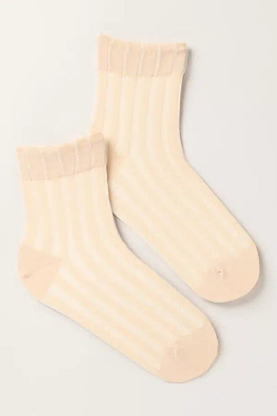 Hansel From Basel Sheer Crew Socks In Beige