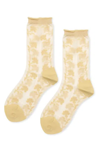 Hansel From Basel Weylie Sheer Crew Socks In Nude